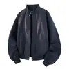 Jaqueta vermelha estilo americano para homens, coleção de outono, silhueta curta, gola alta, jaqueta bomber de corte solto, cleanfit, marca moderna, peça de sobreposição estilosa e descolada