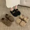 Sapatos Peludos de Inverno Quentes para Uso Externo Feminino 2026 Salto Escondido Estilo Coreano Fivela Sapatos de Algodão Peludo Uso Bidirecional