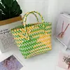 Cesta de Flores Tejida a Mano Colorida Bolso de Regalo Bolso de Regalo de Mano para Vacaciones Boda Bolso de Playa Cesta de Verduras