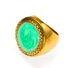Anillo Geométrico Redondo con Goteo de Aceite Estilo Palacio Retro Exagerado Europeo y Americano, Anillo Elegante y de Gama Alta para Dedo Índice al por Mayor