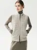 Chaleco acolchado a cuadros de cachemira 100% de lujo ligero para mujer, con cuello alto, cierre de cremallera y diseño sin mangas, que proporciona calidez
