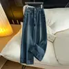 Jeans azul retrô personalizado da moda com barras dobradas para mulheres, nova versão estreita casual de cintura alta slim-fit para primavera e outono