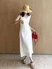 Vestido para Mujer 26 Verano Gama Alta Clásico Blanco Corte Estándar Cuello Redondo Vestido de Punto Vestido Casual para Mujer