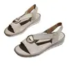 Sandalias Boca de Pez para Mujer Hebilla Metálica Transfronteriza Decoración de Comercio Exterior Cuerda de Cáñamo Sandalias de Cuña para Mujer Tallas Grandes