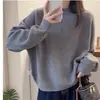 Suéter de tricô de manga comprida gola redonda solto com strass top para mulheres estilo preguiçoso versátil top de outono da moda para mulheres