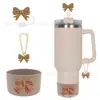 Acessórios de Laço Pingente da Copa Stanley Chaveiro Ornamento de Pelúcia Copo de Frutas Decoração de Tampa de Canudo de Borboleta