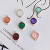 Accesorios de joyería DIY al por mayor, colgante pequeño con borde dorado de cobre, doble colgante geométrico redondo con incrustaciones de lámina de oro, accesorios de material para collar