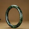 Pulsera de Jade Xizang Piedra del Rey de la Medicina Jade Verde Oscuro Natural Jade Verde Oliva Pulsera para Mujer Pulsera de Piedra de Jade del Rey de la Medicina con Tinta Magnética en Vivo