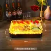 Bandeja de Frutas com Padrão de Gelo LED Ktv Prato de Frutas Brilhante Bandeja de Três Compartimentos Bandeja Recarregável para Lanches