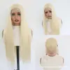 Venda Quente Estilo Europeu e Americano Peruca com Renda de Área Grande 13*6 Cabelo Longo Liso Feminino Peruca de Fibra Química Estoque de Fábrica