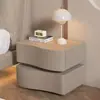 Mesita de Noche Crema 2024 Dormitorio Creativo Hogar Nuevo Moderno Simple Gama Alta Madera Maciza Almacenamiento Mesita de Noche Nuevo Estilo