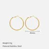 Celebridade da Internet Simples e Popular 30/40/50/60mm Brincos Redondos de Aço Inoxidável Moda Personalizada Brincos Geométricos de Ouro 18K