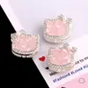 Nuevo Estilo Full Diamond Simple Gato Kt Agujero Recto Cuentas Sueltas DIY Llavero de Teléfono Cadena de Bolso Accesorios Venta al por Mayor