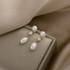 Pendientes de perlas de agua dulce naturales de estilo coreano para mujer, largos, elegantes, de moda retro, de diseño de alta gama.