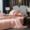 Juego de Cama Fresco de Tencel de Verano de Tres Piezas, Cama de Lujo Ligero, Funda de Edredón Sedosa, Sábanas de Seda Helada, Juego de Cuatro Piezas para Dormir al Desnudo