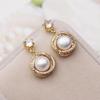 Oferta especial: Pendientes de Círculo Completo de Circonita y Perla tipo Luna Blanca Exquisitos, Diseño Simple, Versátiles, Elegantes, Sensación Vintage y de Alta Gama