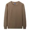 Sudadera de algodón de peso pesado de 320 g, para hombre, color liso, cuello redondo, diseño de hombros caídos, corte holgado, manga larga, sudadera para hombre para otoño