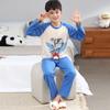Pijamas para niños de algodón peinado, jersey de manga larga, primavera y otoño, con estampado de dibujos animados, ropa informal cálida para el hogar para niños y niñas.