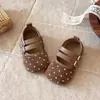 Zapatos Mary Jane coloridos tipo caramelo para niños, nuevos zapatos lindos de lunares color mango estilo coreano para niñas, zapatos planos suaves y adorables
