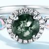 Anillo de Musgo Verde de Plata S925 Transfronterizo de Nuevo Producto Ágata de Hierba Acuática Anillo de Dedo Estilo Noble Europeo y Americano Estilo Similar TikTok Live