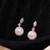 Pendientes de Plata S925 con Aguja, de Gama Alta, Corte Marquesa, Diamante Brillante, Perla Akoya, Luz de Diosa, Lujo Ligero, Diseño de Nicho, Pendientes de Perla