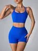 Conjunto de ropa de fitness y yoga, camisola acolchada sin costuras con diseño de espalda cruzada, shorts de cintura alta que levantan el trasero, producto nuevo transfronterizo