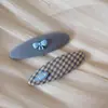 Pinza para el pelo azul a cuadros, color macarrón, linda, coreana, pinza lateral dulce, para flequillo, horquilla