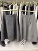 Falda midi de lana gris mezclada estilo coreano para mujer, colección otoño/invierno 2026, de cintura alta, adelgazante y favorecedora para figuras petite