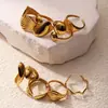 Anillo Abierto Nuevo con Rosca Estilo Europeo y Americano Diseño Creativo Elegante Gama Alta Acero de Titanio Chapado en Oro de 18K Anillo de Joyería