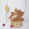 25cm Flores de Natal com Pó Dourado Decorações de Árvore de Natal Guirlanda de Natal Enfeites Acessórios de Decoração de Festa Decoração de Natal