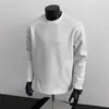 Moletom Patchwork Desconstruído Estilo Americano Gola Pequena Outono Resistente Ombro Normal Manga Longa Camiseta Base Cor Sólida Estilosa para Homens