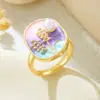 Anillo de Cobre con Flor Pintada en Esmalte y Microincrustación de Esmalte para Mujer, Moda Transfronteriza Europea y Americana, Estilo Nacional, Personalizado, Diseño Abierto Ajustable