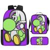 Mochila de dibujos animados transfronteriza Mundo hecho a mano de Yao Xi Mochila de alta capacidad Juego de tres piezas para estudiantes de primaria y secundaria