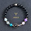 Venta Caliente de AliExpress Pulsera de Ocho Planetas Doce Constelaciones Pulsera de Piedra Mate con Cuentas Pulsera de Planeta 12 Constelaciones