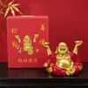 Fábrica Tubao Barriga Grande Buda Maitreya Giratório Yuanbao Moedas de Cobre Buda Risonho Mesa de Casa Liga de Zinco Ornamento de Atração de Riqueza