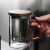 Taza de té de vidrio de borosilicato resistente al calor con revestimiento de vista de montaña de estilo chino, taza de té con separación de té, taza personal para trabajadores de oficina