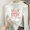Ropa interior base con forro polar para niñas, nueva colección otoño/invierno 2026, estilo coreano, moderna, para niños mayores, cuello semi-alto, camiseta de manga larga con forro polar