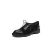 Zapatos Derby Estilo Británico para Mujer 2025 Otoño Piel Genuina Ante de Vaca Cordones Delanteros Tacón Medio Zapatos Pequeños de Piel Zapatos de Uniforme