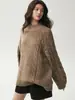 Nuevo Top de Punto Holgado Estilo Francés para Mujer Otoño 2026, Suéter de Punto Trenzado Holgado Minimalista Retro de Cuello Alto