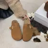 Zapatos casuales de piel genuina, zapatos de maternidad, mocasines slip-on de suela blanda, zapatos tipo mule, zapatos Birkenstock de punta cerrada y suela gruesa, pantuflas de media caña para mujer