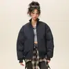 Jaqueta Bomber de Inverno 2025 Novo Estilo Americano com Gola Alta, Casaco de Algodão para Homens e Mulheres, Jaqueta Puffer Engrossada para Casais