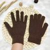 Guantes de Invierno para Mujer Universales de Terciopelo Grueso Cálidos para Exteriores con Forro Polar Negros Tejidos Simples a la Moda
