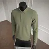 Camiseta de Manga Larga para Hombre Tendencia de TikTok 2026 Otoño, Casual de Negocios, Gama Alta, Ligera, Transpirable, Color Sólido, con Diseño de Cuello