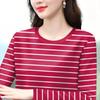Camiseta de manga larga para mujer, cuello redondo, a rayas, holgada, adelgazante, combinable con todo, para verano, 2024