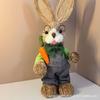Estilo Pastoral Artesanía de Paja Adornos de Conejo Regalo de Cumpleaños Conejo Creativo Hecho a Mano 35cm Pareja Peter Rabbit
