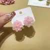 Pendientes de Flor Rosa Frescos de Primavera y Verano para Mujer, Elegantes Simples y de Moda, Pendientes Súper de Hada, Nueva Tendencia 2025