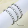Pulseira de Corrente Tennis Quadrada de Zircônia Estilo Hip-Hop Popular Transfronteiriça, Deslumbrante e Não Desbota, Joia Completa de Diamante em Aço Titânio