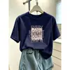 Camiseta de algodón puro para mujer, cuello redondo, manga corta, nueva moda 2026, casual, elegante, rejuvenecedora, color café, para verano