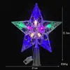 Navidad Nueva estrella luminosa para la punta del árbol Suministros de decoración para el árbol de Navidad transfronterizos para Navidad estrella transparente de cinco puntas con luz