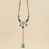 Collar de Cerámica Artística de Tendencia Nacional para Mujer, Colgante Largo, Cadena para Suéter de Estudiante, Accesorio de Ropa Simple Versátil, Cerámica Original